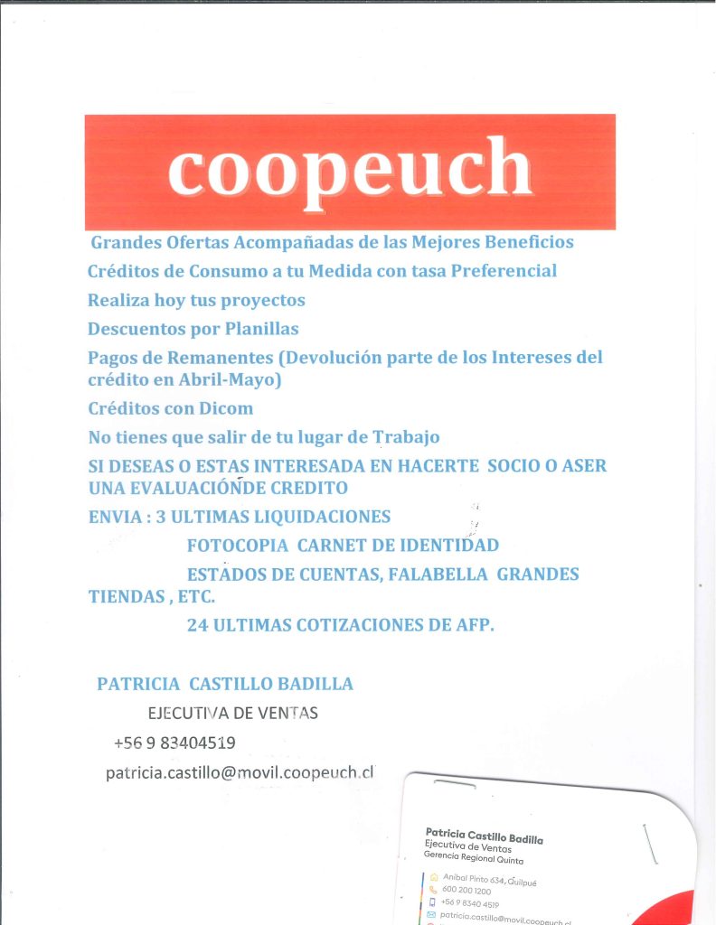 Afiche convenio Copeuch. Créditos de consumo a tu medida con tasa preferencial.